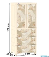 Tủ nhựa Duy Tân Wing-2C-3N - Màu kem