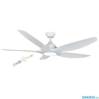 Quạt trần 5 cánh Asia QT03-T màu trắng, có điều khiển từ xa, có đèn LED đổi màu, động cơ điện 1 chiều êm ái