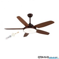 Quạt trần 5 cánh Asia QT04-N màu nâu cafe, có điều khiển từ xa, có đèn LED đổi màu, động cơ điện 1 chiều êm ái, sải cánh 1370mm