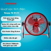 Quạt sạc tích điện Tiross TS9171 (sải cánh 25cm, 10W, pin 7500mAh, thời gian hoạt động 5-24h)