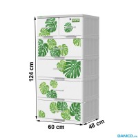 Tủ nhựa Kata 5 ngăn Duy Tân – Bền đẹp, đa năng, tiện lợi cho mọi không gian (Xám -  Chiếc lá)